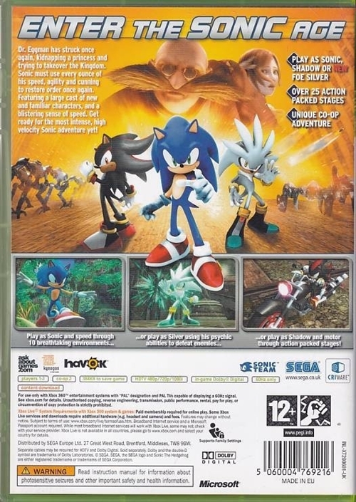 Sonic The Hedgehog - XBOX 360 (B Grade) (Genbrug)